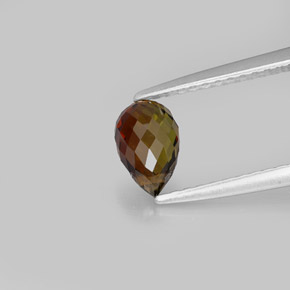 0.89캐럿 천연 녹빛 오렌지 투르말린, 브리올레트, 6.6×4.3 mm, VS