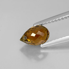 1.20캐럿 천연 녹빛 오렌지 투르말린, 브리올레트, 7.4×4.9 mm, VS-SI