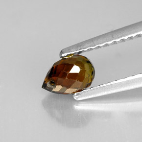 0.62캐럿 천연 녹빛 오렌지 투르말린, 브리올레트, 5.6×4 mm, VVS-VS