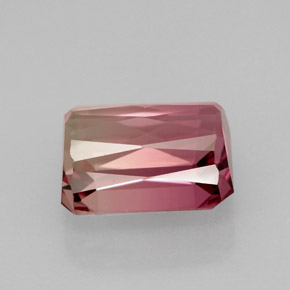 5.54캐럿 천연 바이컬러 투르말린, 에메랄드 컷, 10.9×8.3 mm, IF