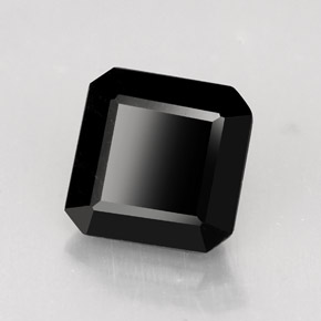 1.23캐럿 천연 검정색 투르말린, 에메랄드 컷, 6.4×6.3 mm, 불투명체