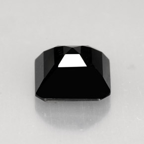 1.23캐럿 천연 검정색 투르말린, 에메랄드 컷, 6.4×6.3 mm, 불투명체