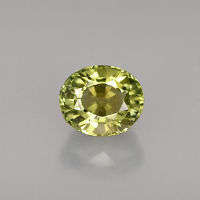 1.29캐럿 천연 노란빛 그린 투르말린, 타원형 컷, 7.1×6 mm, VVS