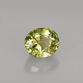 1.29캐럿 천연 노란빛 그린 투르말린, 타원형 컷, 7.1×6 mm, VVS