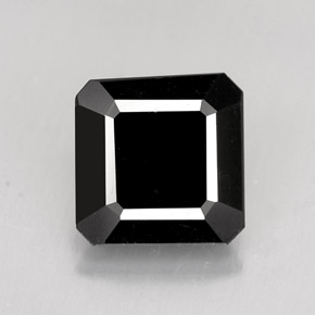 1.41캐럿 천연 검정색 투르말린, 에메랄드 컷, 6.7×6.6 mm, 불투명체