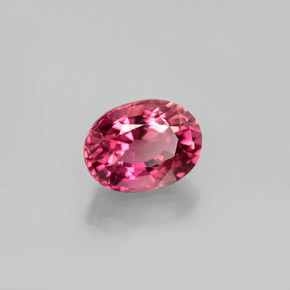 1.08캐럿 천연 레드 핑크 투르말린, 타원형 컷, 7.1×5.3 mm, VVS-VS
