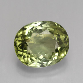4.12캐럿 천연 노란빛 그린 투르말린, 타원형 컷, 10.4×8.7 mm, VVS