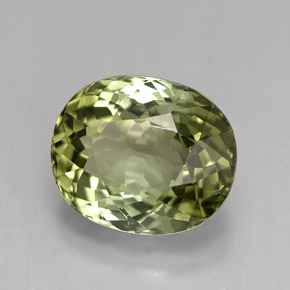 4.12캐럿 천연 노란빛 그린 투르말린, 타원형 컷, 10.4×8.7 mm, VVS
