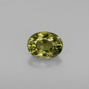 0.91캐럿 천연 골든 그린 투르말린, 타원형 컷, 7×5.3 mm, VVS