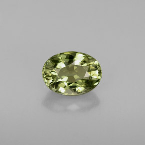 0.95캐럿 천연 노란빛 그린 투르말린, 타원형 컷, 7.1×5.2 mm, VVS