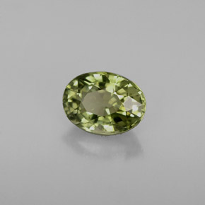 0.95캐럿 천연 노란빛 그린 투르말린, 타원형 컷, 7.1×5.2 mm, VVS