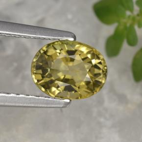 0.92캐럿 천연 옐로우 투르말린, 타원형 컷, 6.7×5.2 mm, VVS-VS