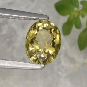 0.92캐럿 천연 옐로우 투르말린, 타원형 컷, 6.7×5.2 mm, VVS-VS