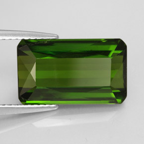 5.57캐럿 천연 포레스트 그린 투르말린, 에메랄드 컷, 14.2×8.4 mm, VVS