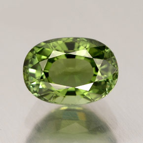 1.09캐럿 천연 그린 투르말린, 타원형 컷, 7.1×5.1 mm, VVS