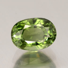 1.09캐럿 천연 그린 투르말린, 타원형 컷, 7.1×5.1 mm, VVS