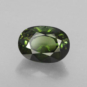 1.09캐럿 천연 그린 투르말린, 타원형 컷, 7.1×5.1 mm, VVS