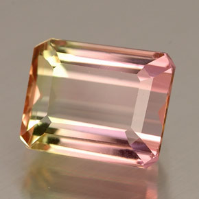 2.00캐럿 천연 워터멜론 투르말린, 에메랄드 컷, 7.9×6.4 mm, VVS