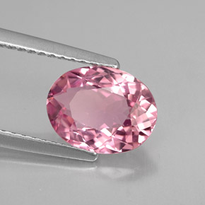 1.83캐럿 천연 핑크 투르말린, 타원형 컷, 9.5×7.2 mm, VVS