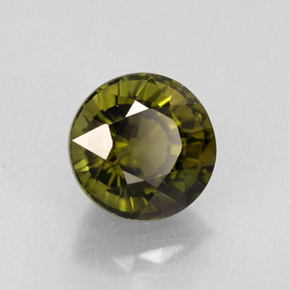 1.40캐럿 천연 올리브 그린 투르말린, 라운드 컷, 6.50 mm, VVS-VS