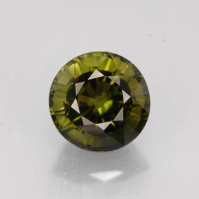 1.40캐럿 천연 올리브 그린 투르말린, 라운드 컷, 6.50 mm, VVS-VS