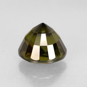 1.40캐럿 천연 올리브 그린 투르말린, 라운드 컷, 6.50 mm, VVS-VS