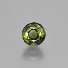 0.93캐럿 천연 노란빛 그린 투르말린, 라운드 컷, 5.68 mm, VS