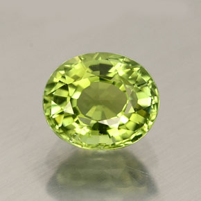 0.83캐럿 천연 노란빛 그린 투르말린, 타원형 컷, 6.2×5.3 mm, VVS-VS