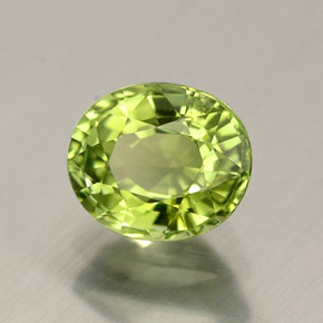 0.83캐럿 천연 노란빛 그린 투르말린, 타원형 컷, 6.2×5.3 mm, VVS-VS