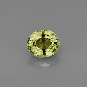 0.89캐럿 천연 노란빛 그린 투르말린, 타원형 컷, 6.2×5.3 mm, IF