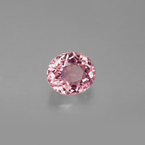 1.55캐럿 천연 핑크 투르말린, 타원형 컷, 7.5×6.5 mm, VS