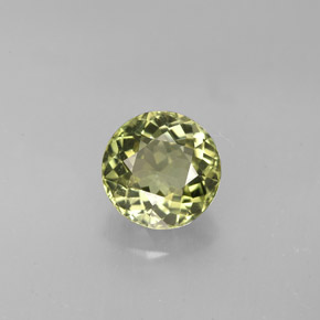 1.74캐럿 천연 노란빛 그린 투르말린, 라운드 컷, 7.37 mm, VVS