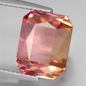 10.15캐럿 천연 멀티컬러 투르말린, 에메랄드 컷, 12.2×9.6 mm, IF