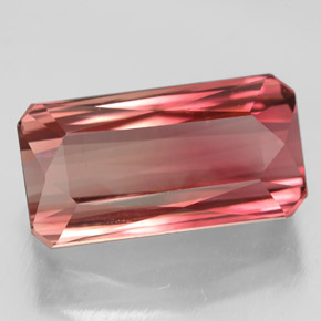 6.88캐럿 천연 브론즈 로즈 투르말린, 에메랄드 컷, 14.9×7.8 mm, VVS