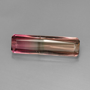 9.99캐럿 천연 멀티컬러 투르말린, 에메랄드 컷, 24.8×6.9 mm, VS
