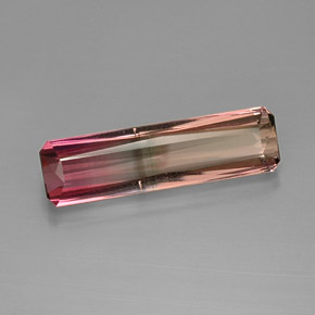 9.99캐럿 천연 멀티컬러 투르말린, 에메랄드 컷, 24.8×6.9 mm, VS