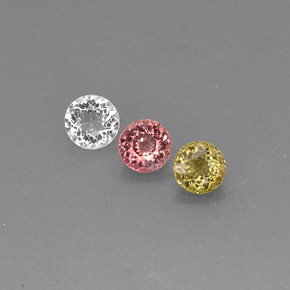 캐럿 천연 멀티컬러 투르말린 보석, 라운드 컷, 5.18 mm, VVS-VS