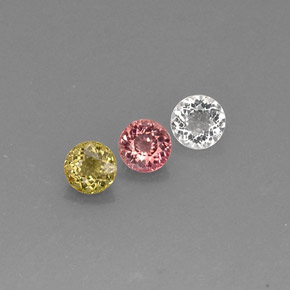 캐럿 천연 멀티컬러 투르말린 보석, 라운드 컷, 5.18 mm, VVS-VS