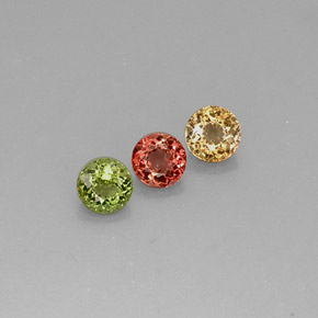 캐럿 천연 멀티컬러 투르말린 보석, 라운드 컷, 4.77 mm, VVS-VS