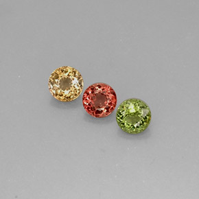 캐럿 천연 멀티컬러 투르말린 보석, 라운드 컷, 4.77 mm, VVS-VS