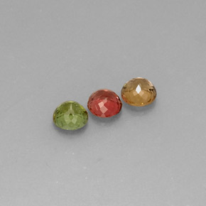 캐럿 천연 멀티컬러 투르말린 보석, 라운드 컷, 4.77 mm, VVS-VS