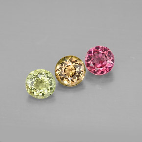 캐럿 천연 멀티컬러 투르말린 보석, 라운드 컷, 4.90 mm, VVS-VS