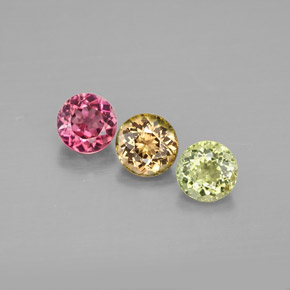 캐럿 천연 멀티컬러 투르말린 보석, 라운드 컷, 4.90 mm, VVS-VS