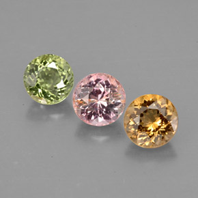 캐럿 천연 멀티컬러 투르말린 보석, 라운드 컷, 4.84 mm, VVS-VS