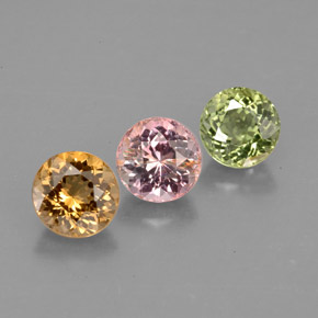 캐럿 천연 멀티컬러 투르말린 보석, 라운드 컷, 4.84 mm, VVS-VS