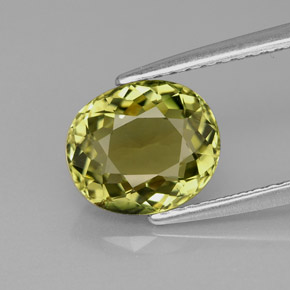 1.93캐럿 천연 골든 그린 투르말린, 타원형 컷, 8.6×7.4 mm, IF