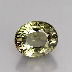 1.68캐럿 천연 골든 그린 투르말린, 타원형 컷, 7.6×6.2 mm, VVS-VS
