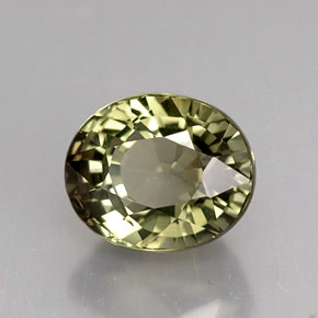 1.68캐럿 천연 골든 그린 투르말린, 타원형 컷, 7.6×6.2 mm, VVS-VS