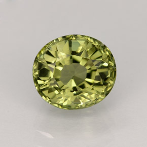 1.86캐럿 천연 노란빛 그린 투르말린, 타원형 컷, 7.7×6.9 mm, VVS