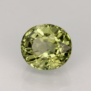 1.86캐럿 천연 노란빛 그린 투르말린, 타원형 컷, 7.7×6.9 mm, VVS